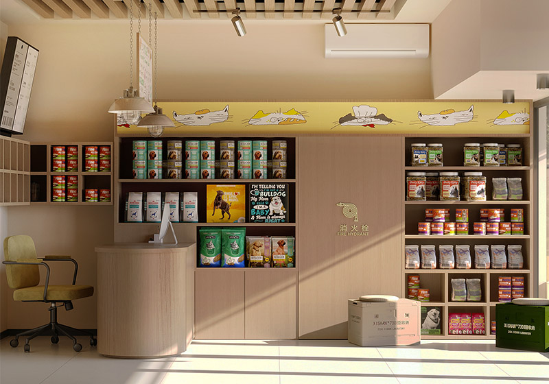 布丁寵物店全套裝修設計，社區精品寵物店定制